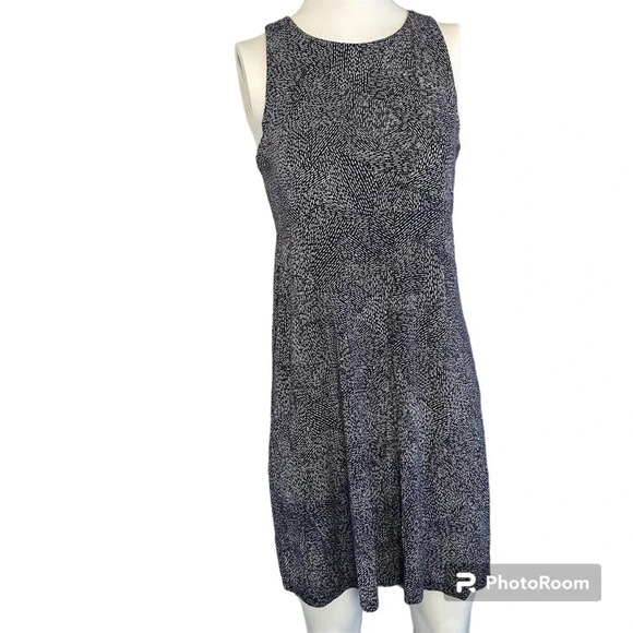 Athleta Santorini Thera Dress Navy Blue White Printed Sleeveless Casual Size Med - Picture 2 of 11